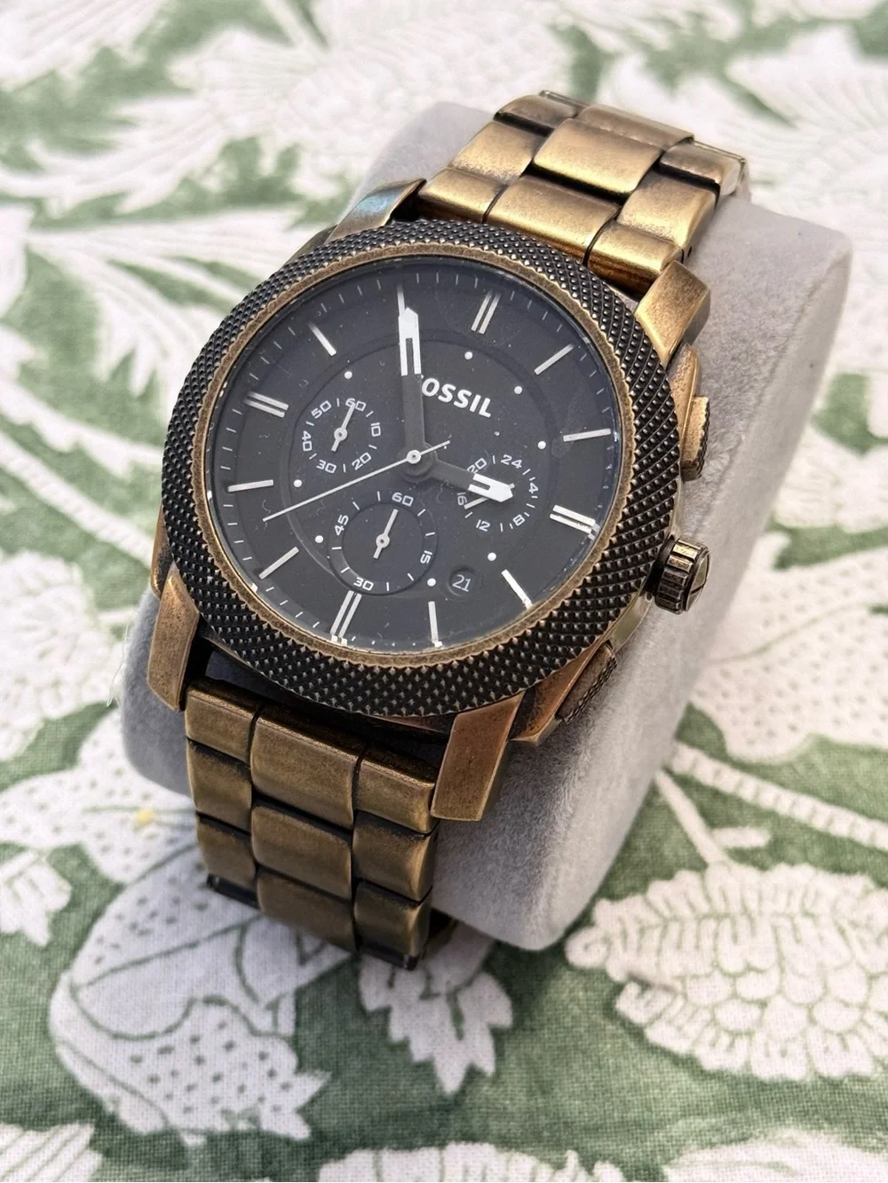 Fossil Bronze-Tone Men's Chronograph Watch with Black Dial